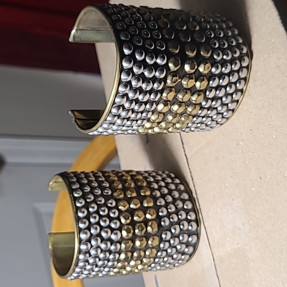 Gold and Silver Cuff  Studded Bracelets will go great w/ a black studded dress.